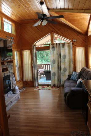 Smart TV, fireplace, ping pong