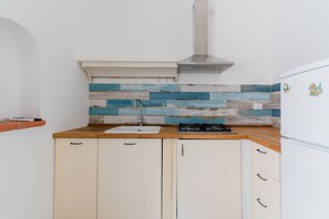 Fridge, stovetop, high chair, cookware/dishes/utensils - Apartment 'Casa Anastasia' with Wi-Fi and Air Conditioning (Otranto)