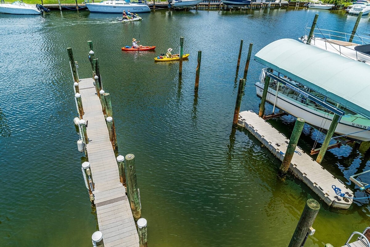 Photo 12 of Water Views!! Pets Welcome, 42' Private Boat Slip on Canal, 2 Kings, Walk 2 Private Beach, Townhome