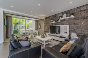 TV, DVD player, books