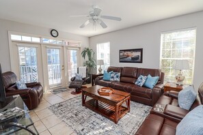 TV, DVD player, books