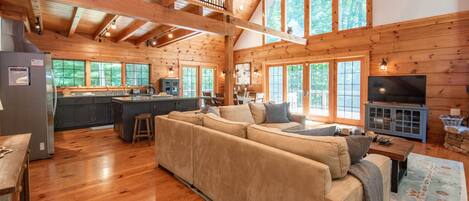 Smart TV, fireplace, DVD player