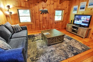 Smart TV, fireplace, Netflix, computer monitors