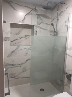 Shower, soap, toilet paper