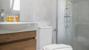 Shower, hair dryer, slippers