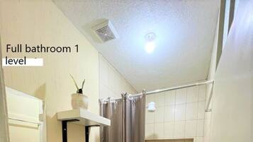 Shower, bidet, towels, soap