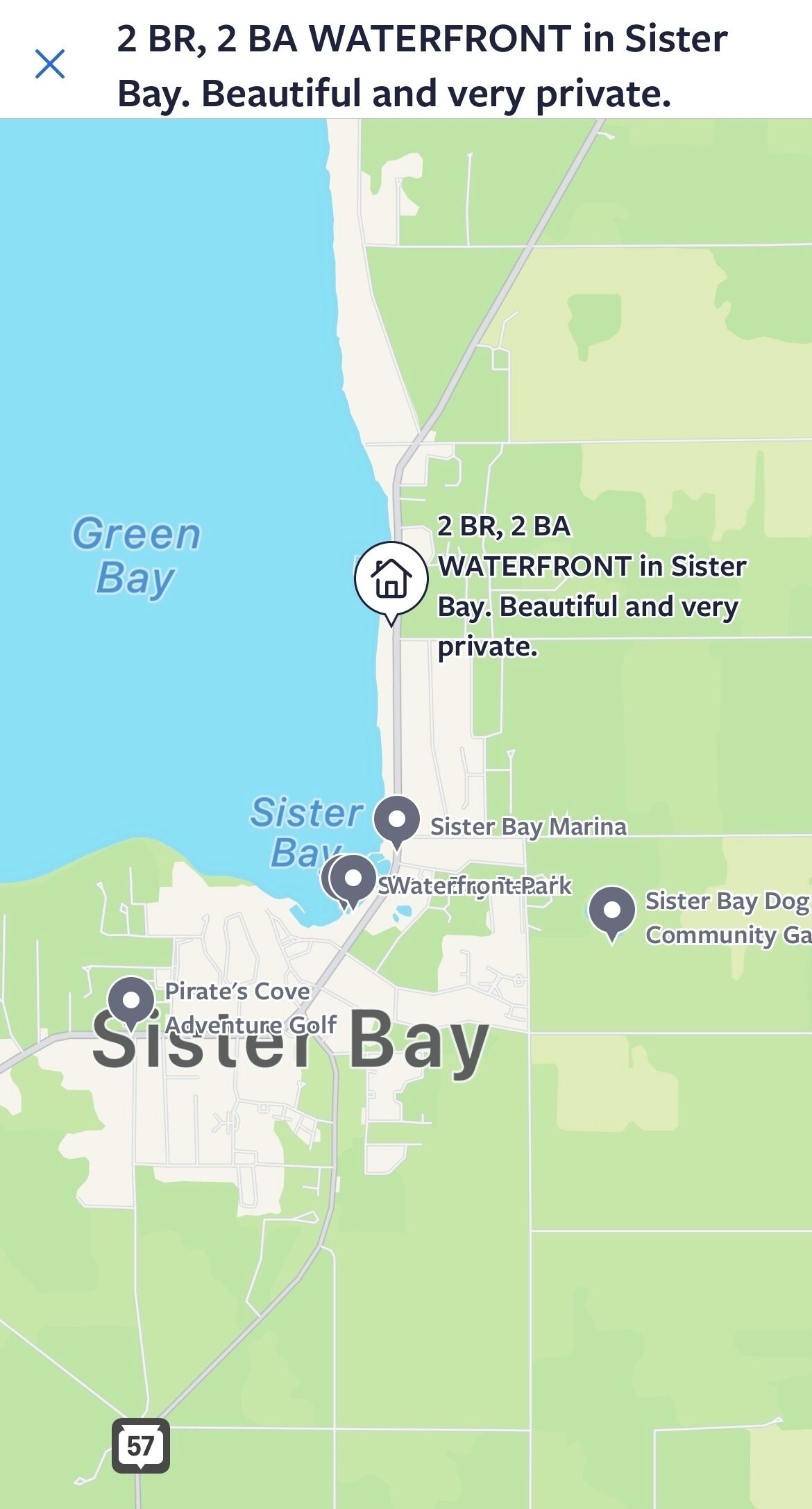 2 BR, 2 BA WATERFRONT in Sister Bay. Beautiful and very private.