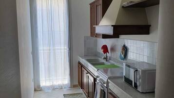Fridge, microwave, oven, coffee/tea maker