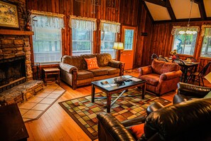 TV, fireplace, table football, ping pong