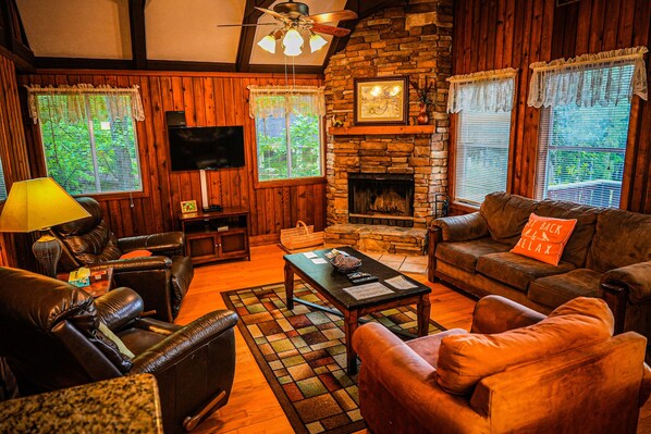 TV, fireplace, table football, ping pong