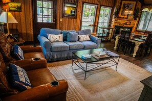 TV, fireplace, table football, ping pong