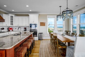 Fridge, microwave, oven, stovetop - "Three Steps To The Beach" - Oceanfront Home with Private Pool, 5 Bedrooms / 3.5 Bathrooms (Holden Beach)