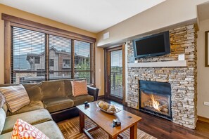 TV, fireplace, table football