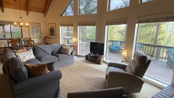 Smart TV, DVD player, books, video library