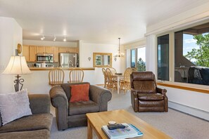 Smart TV, fireplace, DVD player