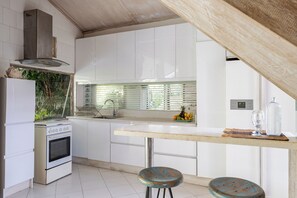 Fridge, microwave, stovetop, paper towels