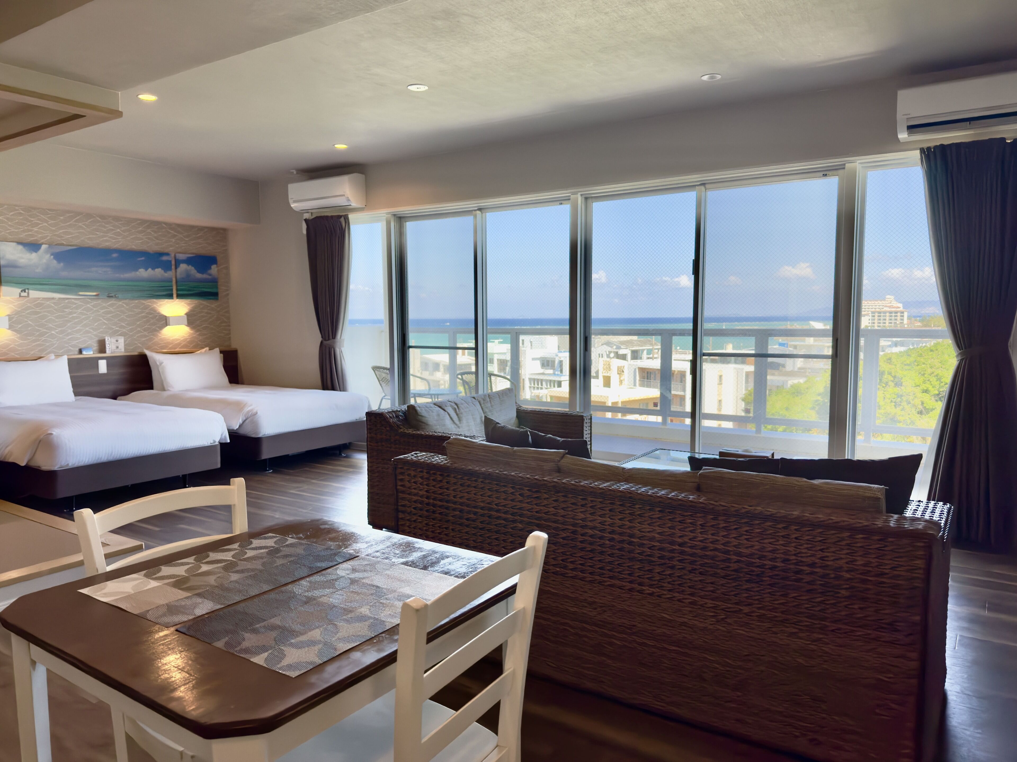 Appart'hôtel Deluxe, non-fumeurs, vue partielle sur l'océan (Suite) | Couette en duvet d'oie, Wi-Fi gratuit, draps fournis