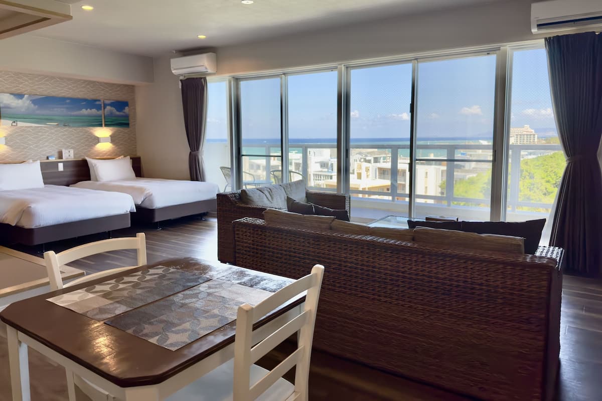 Appart'hôtel Deluxe, non-fumeurs, vue partielle sur l'océan (Suite) | 1 chambre, couette en duvet d'oie, Wi-Fi gratuit, draps fournis