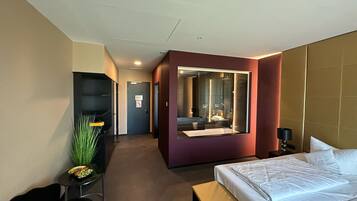 Hypo-allergenic bedding, desk, blackout drapes, soundproofing