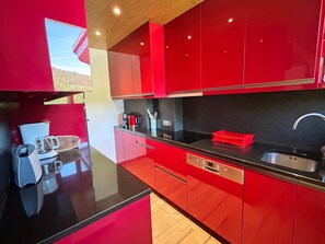 Fridge, microwave, dishwasher, high chair - Les Gets - Renovated apartment 12 pax, 4 bdrm, parking, WIFI, near slopes (Les Gets)