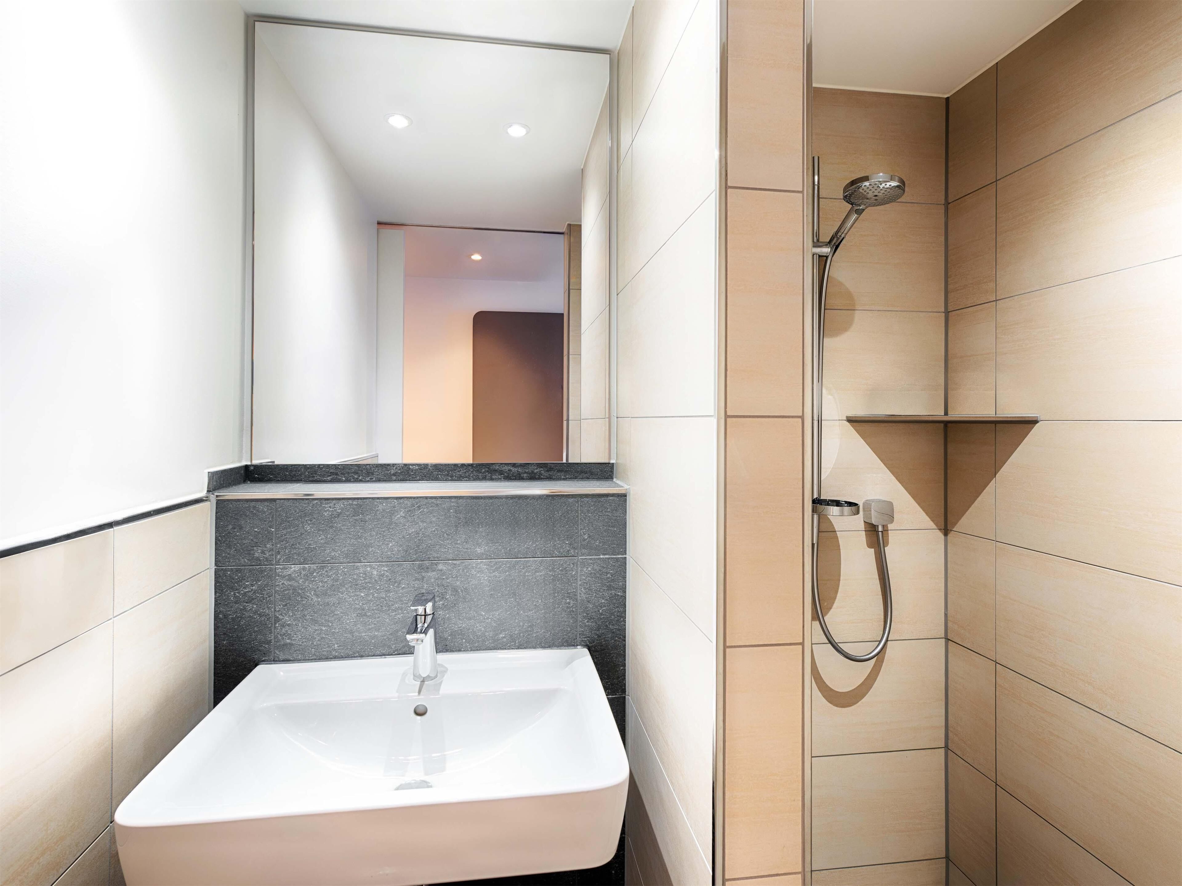 shower, hair dryer, soap, shampoo