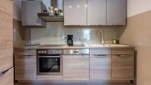 A modern kitchen with a built-in oven, dishwasher, and stainless steel sink. - House Sevgi (Bribir)