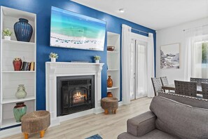 TV, fireplace, offices