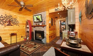 TV, fireplace