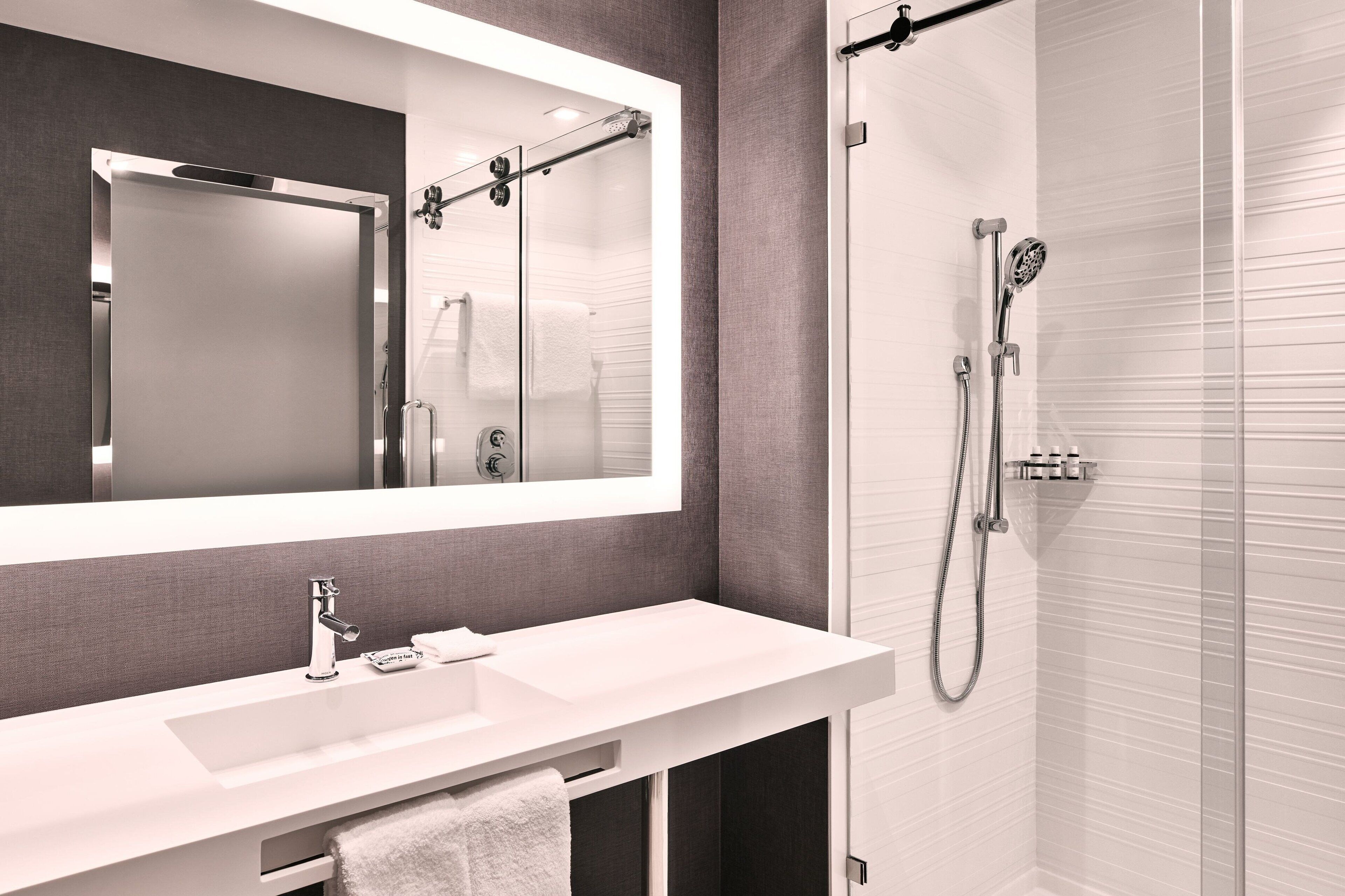 free toiletries, hair dryer, towels