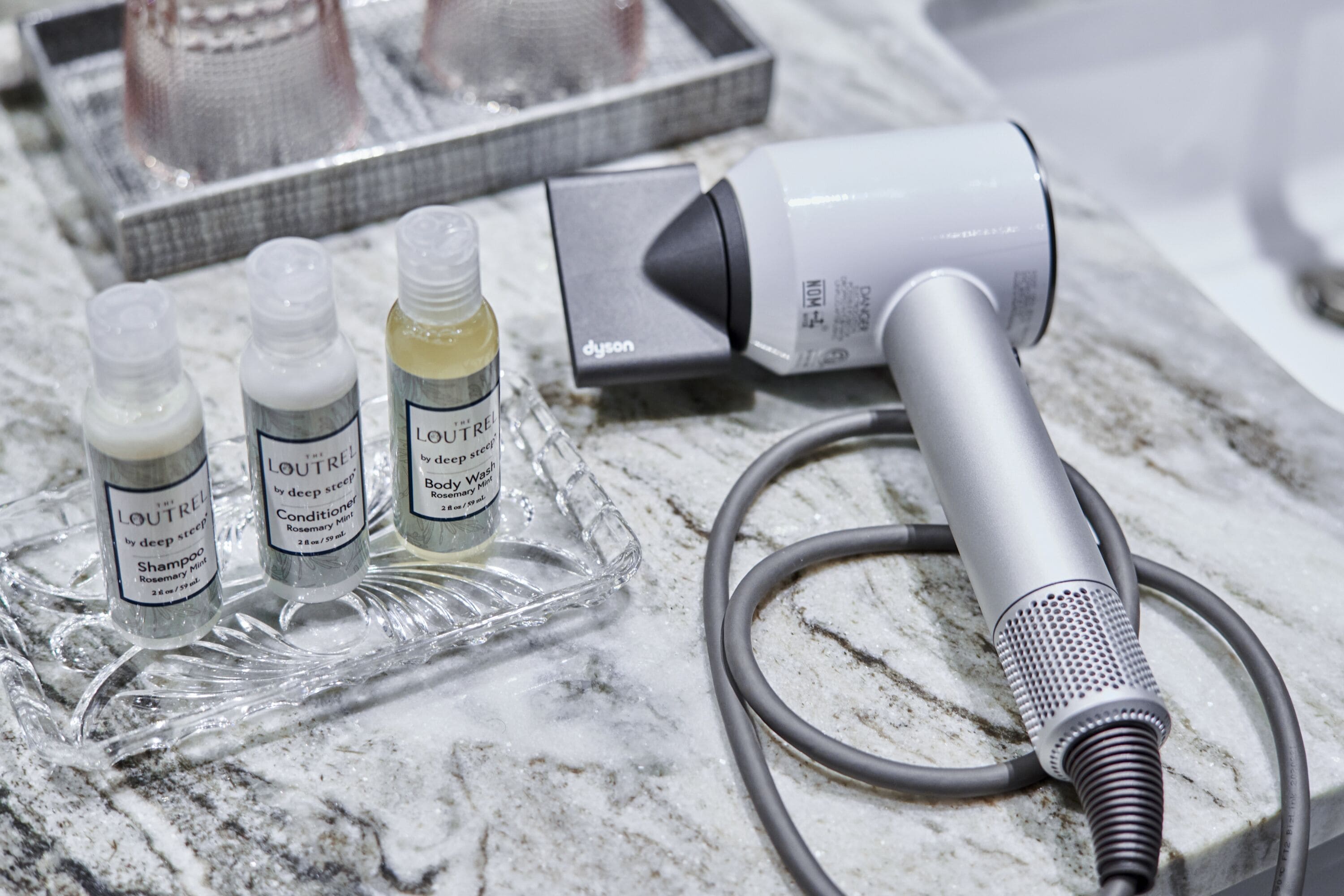 shower, hair dryer, bathrobes, towels