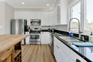 Fridge, microwave, oven, stovetop - Beach Front Views ~ Chics Beach Gem + Garage! (Virginia Beach)