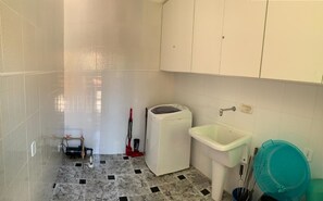 Shower, hair dryer, soap, shampoo