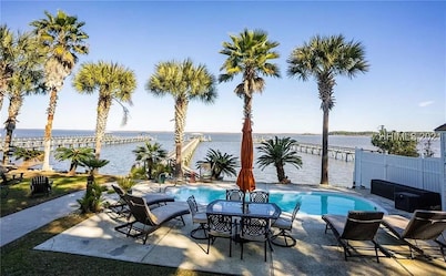Dreamworthy, waterfront St. Helena home with pool and deep water dock.