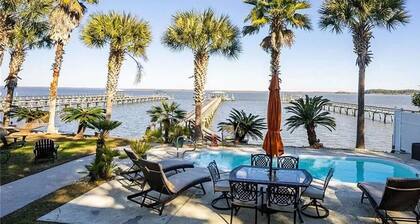 Dreamworthy, waterfront St. Helena home with pool and deep water dock.