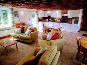 Smart TV, DVD player, books, video library