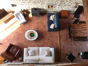 Smart TV, foosball, books, offices