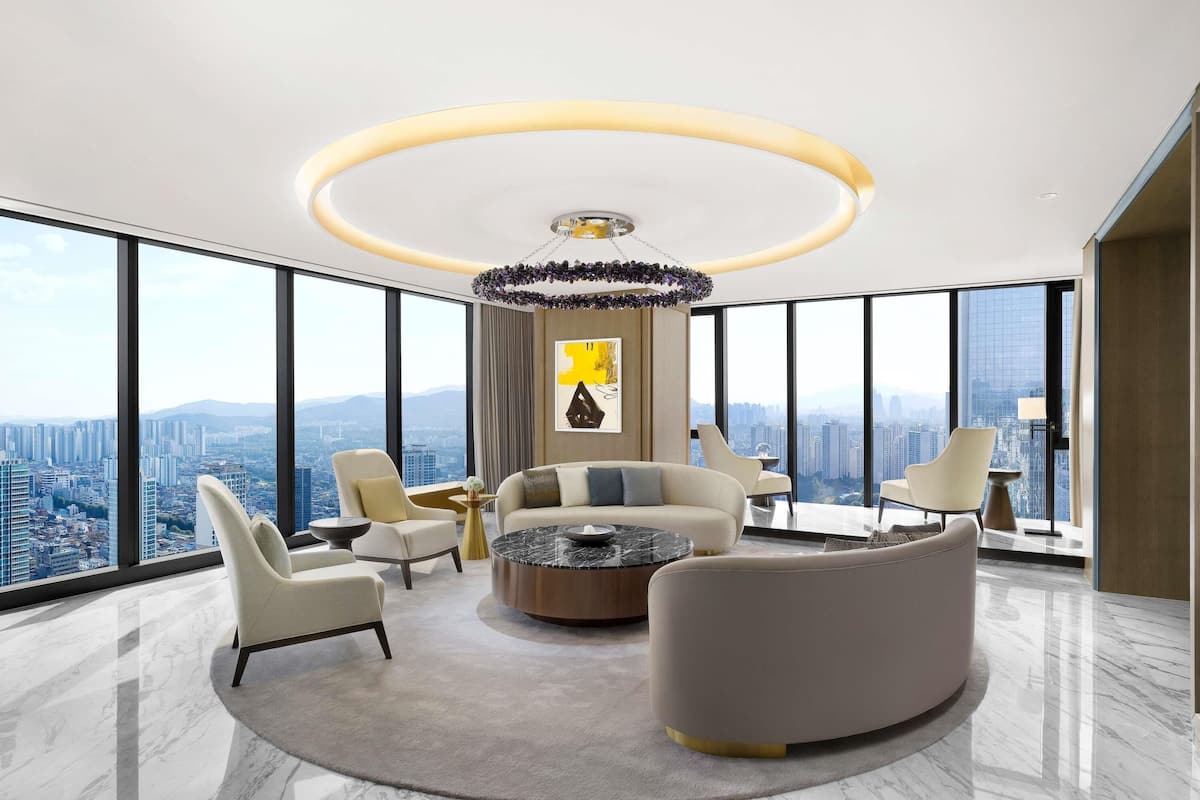 Svit Presidential - 2 sovrum - tillgÄng till Club Lounge - sjöutsikt | SÀngtillbehör av högsta kvalitet och duntÀcken