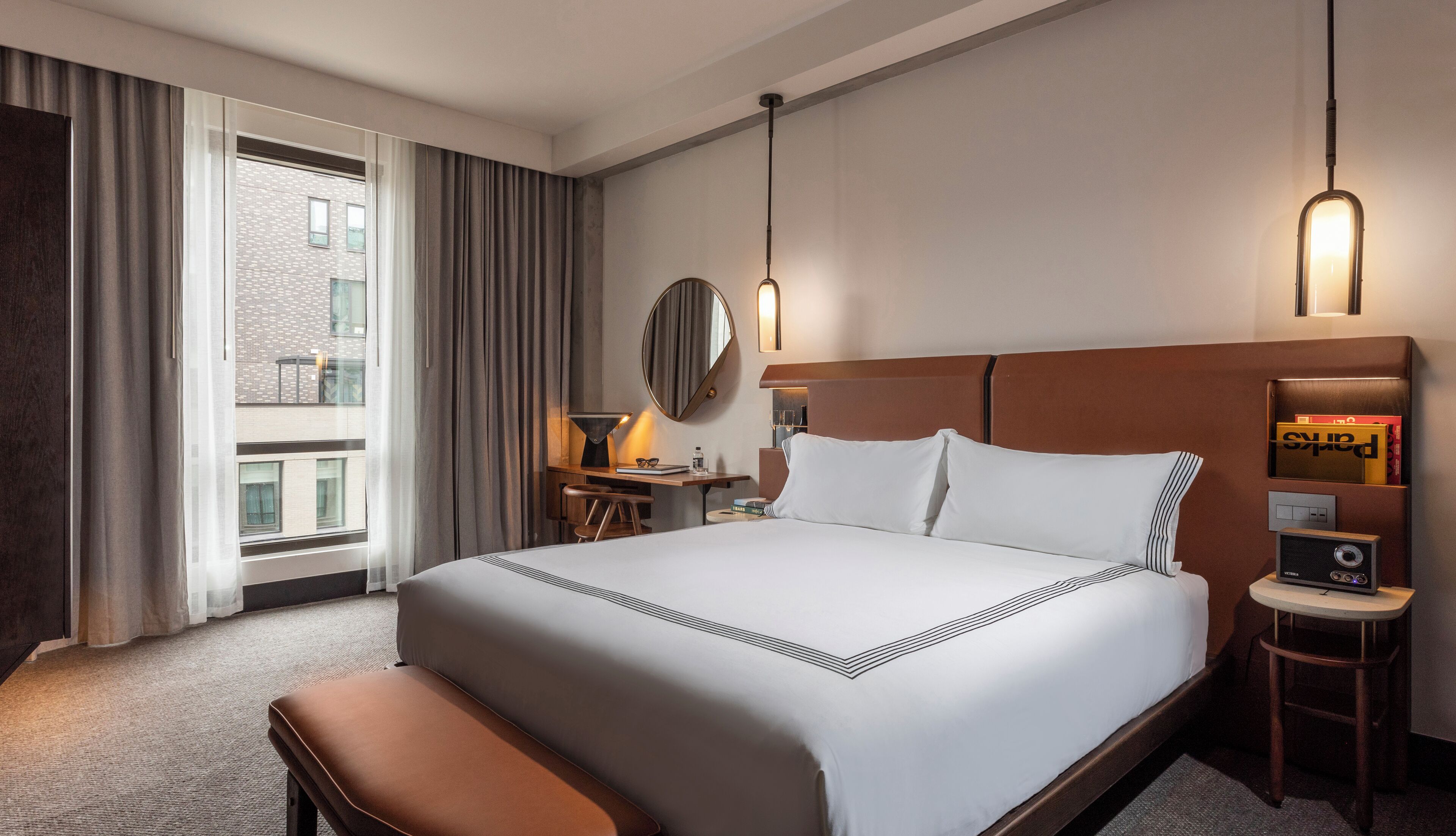 Premium bedding, down comforters, pillowtop beds, minibar