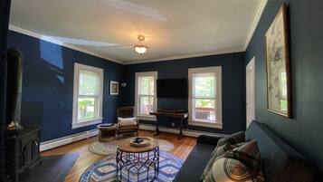 Smart TV, fireplace, computer monitors