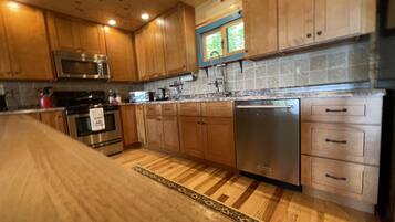 Microondas, lavavajillas, cafetera/tetera, utensilios de cocina