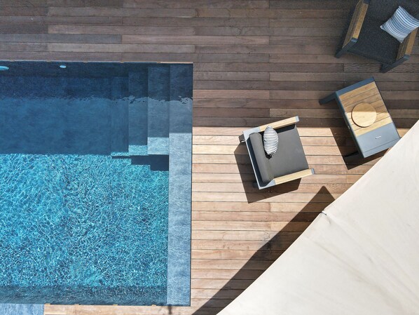 Piscine extérieure, piscine chauffée