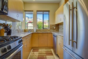 Fridge, microwave, dishwasher, electric kettle