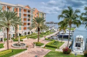 Overlooking the water, this hotel offers stunning views from its balconies.