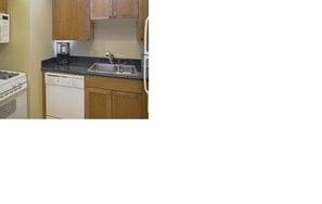 Fridge, microwave, dishwasher