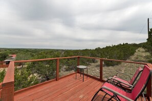 Terrace/patio - Tiny home cabin rentals on gated 2 acres and shared pool! Only 14mi to downtown! (Austin)