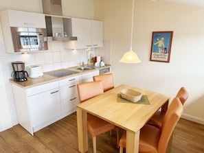 Fridge, microwave, dishwasher