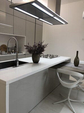 Frigorífico, horno, placa de cocina y cafetera o tetera