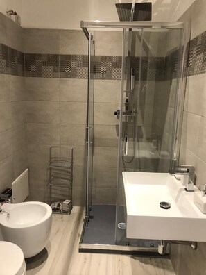 Dusche, Haartrockner, Bidet, Handtücher