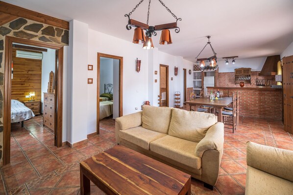 TV, fireplace, table football, ping pong