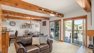 Kamin, DVD-Player, BĂŒcher, Musikbibliothek